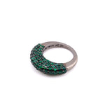 Emerald & Rhodium Plated Saucer Ring-Rings-Gretchen Ventura