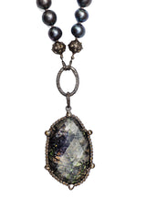 Freshwater Pearl Necklace w/Diamond Oval Clasp-Necklaces-Gretchen Ventura