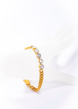 Gold Plate & Rose Cut Curb Chain Bracelet-Bracelets-Gretchen Ventura