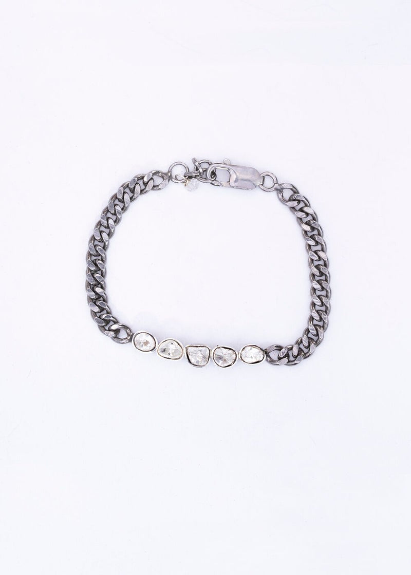 Curb Chain Rose Cut Diamond Bracelet-Bracelets-Gretchen Ventura