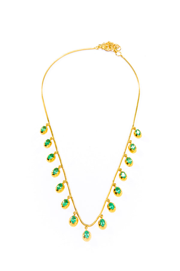 Rose Cut Emerald Drops Necklace-Necklaces-Gretchen Ventura