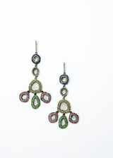 Diamond Slice & Multi Color Sapphire Drops-Earrings-Gretchen Ventura