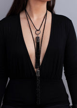Faceted Black Spinel Tassel Necklace-Necklaces-Gretchen Ventura