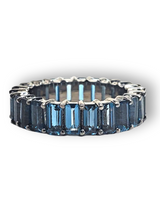 Blue London Topaz (6.76c) Baguette SS (5.65g) Eternity Band Size 6.5 #5043-Rings-Gretchen Ventura