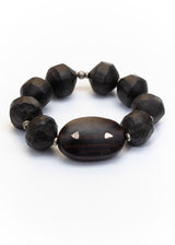 Hand Carved Wood Beads & Diamond Slice Bead #2630-Bracelets-Gretchen Ventura