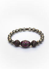 Ruby & Diamond Bead Trio Bracelet-Bracelets-Gretchen Ventura