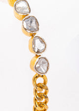 Gold Plate & Rose Cut Curb Chain Bracelet-Bracelets-Gretchen Ventura