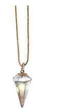 Aura Quartz Crystal, Diamonds & Gold Pendulum-Neck Pendant-Gretchen Ventura