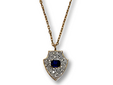 Sapphire, Diamond & 18K Gold Shield Pendant-Neck Pendant-Gretchen Ventura
