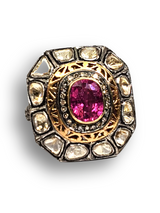 Antique Pink Tourmaline & Diamonds Ring-Rings-Gretchen Ventura