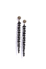 Diamond Cut Black Spinel Macrame Earrings-Earrings-Gretchen Ventura