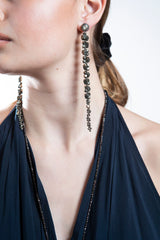 Hand Cut Pyrite Nuggets Drop Macrame Earrings-Earrings-Gretchen Ventura