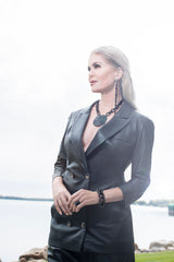Black Spinel Macramé Rockstar Earring-Earrings-Gretchen Ventura