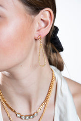 Gold Plate over Sterling Silver Diamond Tear Drop Earring (2.5") #3495-Earrings-Gretchen Ventura