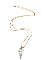 Aura Quartz Crystal, Diamonds & Gold Pendulum-Neck Pendant-Gretchen Ventura