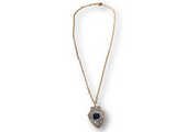 Sapphire, Diamond & 18K Gold Shield Pendant-Neck Pendant-Gretchen Ventura