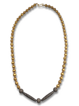 Vintage 20K Gold Over Wax w/ Gold & Diamond Bead Necklace 6-Necklaces-Gretchen Ventura