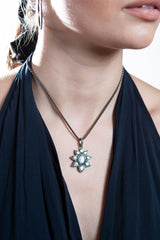 Rose Cut Diamond & Green Enamel Sterling Pendant-Neck Pendant-Gretchen Ventura