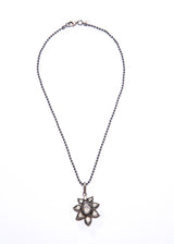Rose Cut Diamond & Green Enamel Sterling Pendant-Neck Pendant-Gretchen Ventura