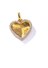 18K Matte Gold and Diamond Heart Pendant-Neck Pendant-Gretchen Ventura