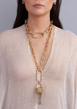 Raw Diamond Sliced Clasp and Link Necklace-Necklaces-Gretchen Ventura