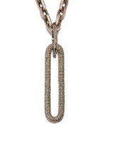 Sterling & Diamond Long Oval Rockstar Necklace-Necklaces-Gretchen Ventura