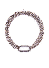 Hand Hammered Sterling Chain w/Diamond Slice Clasp-Necklaces-Gretchen Ventura