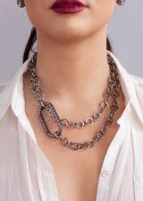Hand Hammered Sterling Chain w/Diamond Slice Clasp-Necklaces-Gretchen Ventura