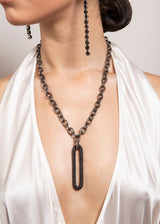 Black Spinel Long Oval Rockstar Necklace-Necklaces-Gretchen Ventura