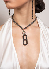 Black Spinel Large Squared Rockstar H link Neckalce-Necklaces-Gretchen Ventura