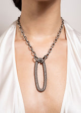 Sterling & Diamond Large Oval Rockstar Necklace-Necklaces-Gretchen Ventura