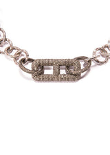 Sterling & Diamond Squared H Link Rockstar Necklace-Necklaces-Gretchen Ventura
