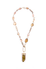 Smoky Quartz Crystal Capped in Raw Diamond & Sterling Necklace-Necklaces-Gretchen Ventura