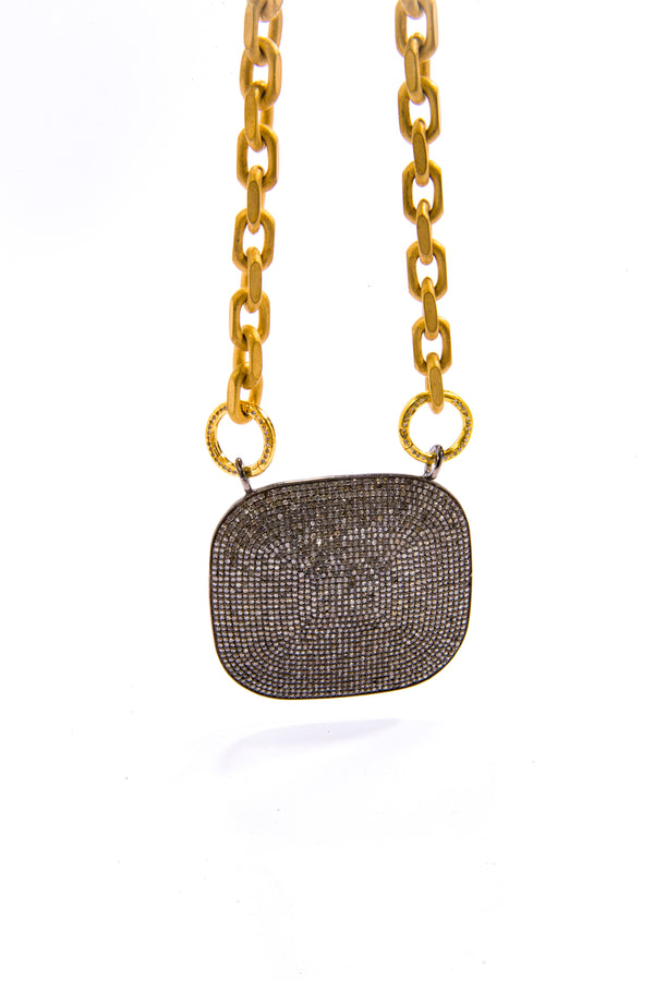 Diamond Plate on French Cable Chain-Necklaces-Gretchen Ventura