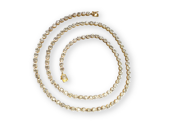 Rose Cut Diamond Necklace in Gold Plate over Sterling 40" #9523-Necklaces-Gretchen Ventura