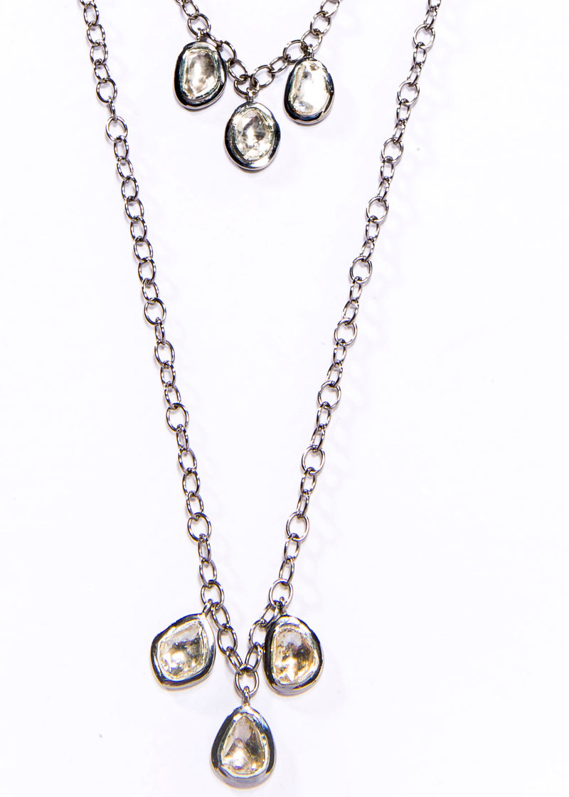 Triple Drop Rose Cut Necklace-Necklaces-Gretchen Ventura