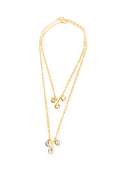 Gold Plate Triple Rose Cut Drop Necklace-Necklaces-Gretchen Ventura
