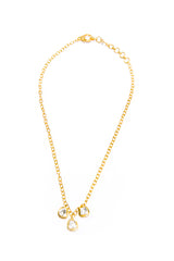 Gold Plate Triple Rose Cut Drop Necklace-Necklaces-Gretchen Ventura