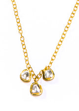 Gold Plate Triple Rose Cut Drop Necklace-Necklaces-Gretchen Ventura