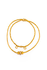 Gold Bead, Champagne Diamond Drops & Gold Donut Necklace-Necklaces-Gretchen Ventura