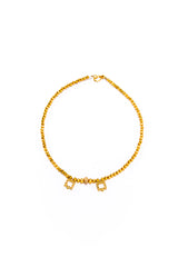 18K Gold Beads, Champagne Diamond Drops & 14K Gold Donut Necklace #9579-Necklaces-Gretchen Ventura