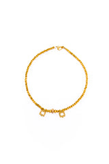 Gold Bead, Champagne Diamond Drops & Gold Donut Necklace-Necklaces-Gretchen Ventura