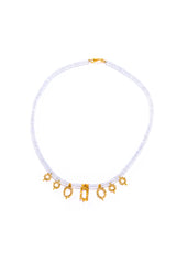 Faceted Chalcedony Heishi Bead Necklace w/ Champagne Diamond Drops-Necklaces-Gretchen Ventura