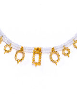 Faceted Chalcedony Heishi Bead Necklace w/ Champagne Diamond Drops-Necklaces-Gretchen Ventura