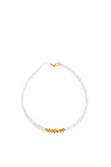 Faceted Chalcedony Heishi Beads 14K & 18K Gold & Diamond Bead Necklace (14") #9580-Necklaces-Gretchen Ventura