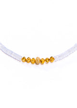 Faceted Chalcedony Heishi Bead, Gold & Diamond Necklace-Necklaces-Gretchen Ventura