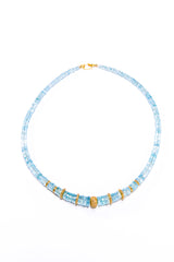 Santa Maria Aquamarine Heishi Bead Necklace-Necklaces-Gretchen Ventura