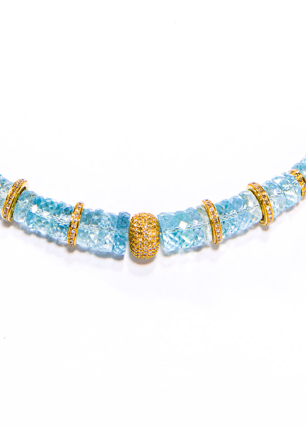 Santa Maria Aquamarine Heishi Bead Necklace-Necklaces-Gretchen Ventura