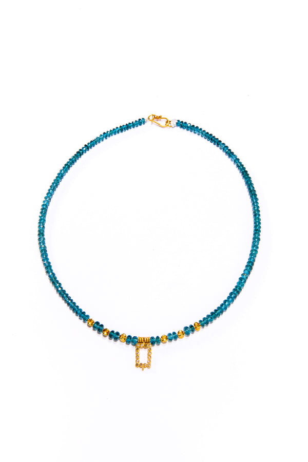 Faceted Deep Aquamarine Necklace-Necklaces-Gretchen Ventura
