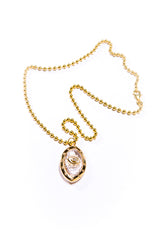 14K Gold Brilliant Diamond (.2C) & Faceted Quartz Crystal Evil Eye Pendant Large (1.5") #7289-Neck Pendant-Gretchen Ventura
